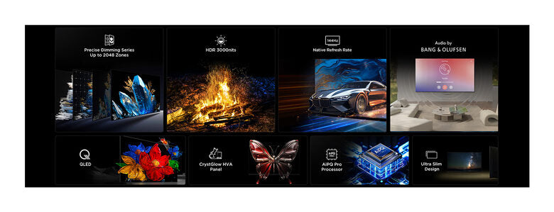 TCL C79K Serie Smart TV QD-MiniLED 4K 65" 65C79K, 144Hz, audio B&O, Dolby Vision IQ & Atmos, Google TV