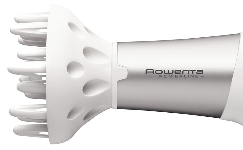 Rowenta CV5090F0 Powerline+ Asciugacapelli con Diffusore e Generatore di Ioni, Asciugatura Veloce, 2300 W, Argento/Bianco
