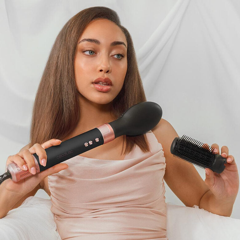 Cecotec Bamba CeramicCare 12in1 Asciugacapelli AirGlam Black Multistyler Caldo Nero, Rosa 1400 W