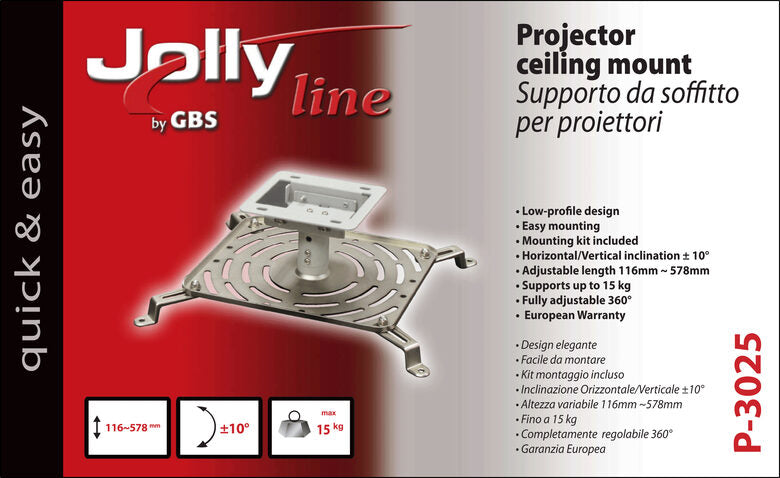 G.B.S. Elettronica P-3025 supporto per proiettore Soffitto Argento