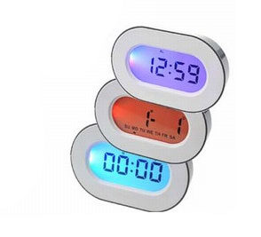 New Majestic CL-422 orologio da tavolo Orologio da tavolo digitale Ovale Argento, Bianco