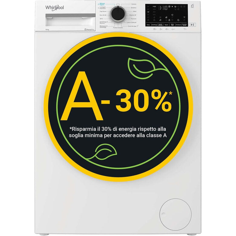 Whirlpool WAM 09WB IT Lavatrice Smart A Libera Installazione 10 Kg, 1400 Giri, Classe A, Bianco, Wi-fi