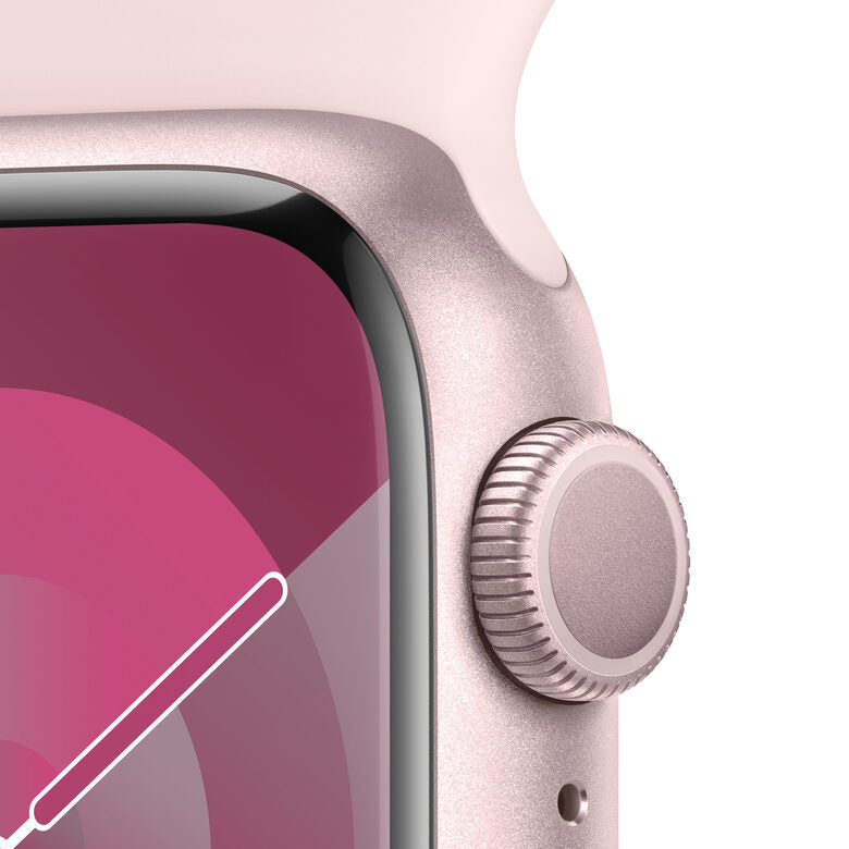 Apple Watch Series 9 GPS Cassa 41mm in Alluminio Rosa con Cinturino Sport Rosa Confetto - S/M