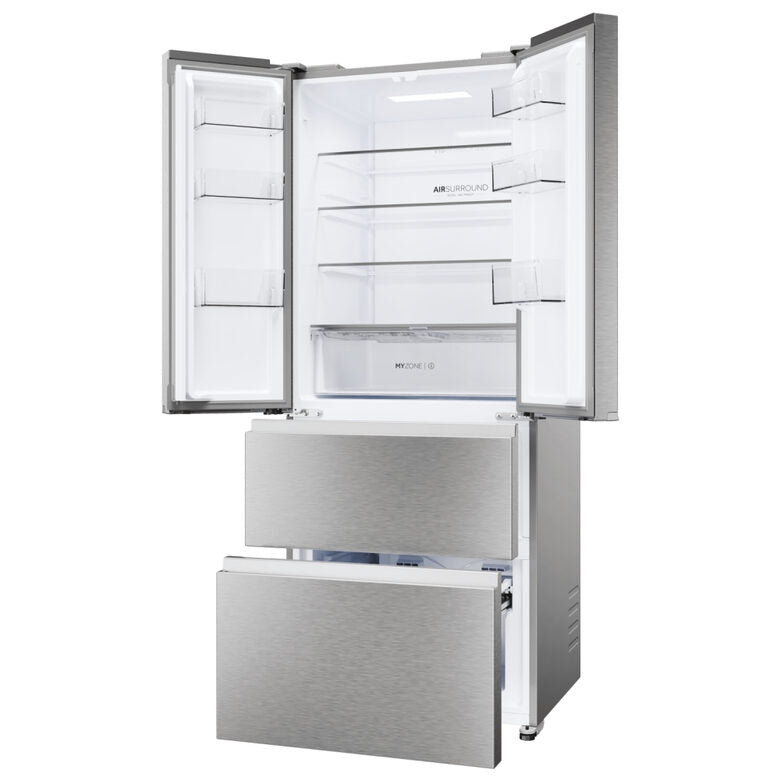 Haier HFR3718ENMM FD 70 Serie 3 Frigorifero Combinato A Libera Installazione, No Frost, Display, Classe E, Acciaio Inox