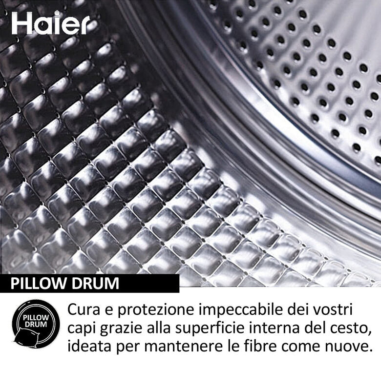 Haier HW80-BP14929A-S I-Pro Serie 1 Lavatrice A Libera Installazione 8 Kg, 1400 Giri, AI Power Drive Inverter Motor, Pillow Drum, Classe A, Bianco