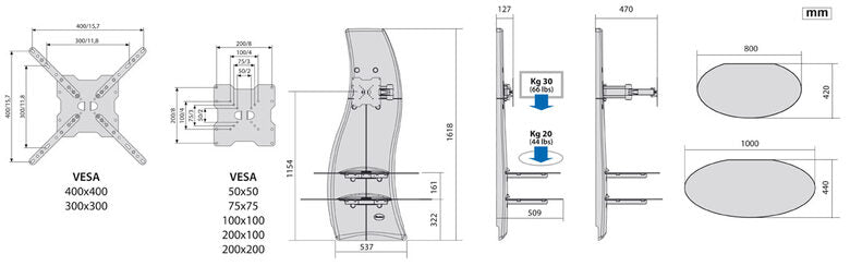 Meliconi Ghost Design 2000 supporto TV e sistema audio