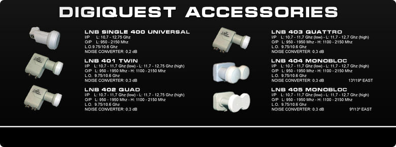 Digiquest LNB 402 Quad convertitori abbassatore di frequenza Low Noise Block (LNB) 10,7 - 12,75 GHz Grigio, Bianco