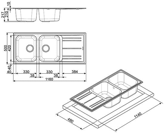 Smeg LZ116B lavello Sintetico