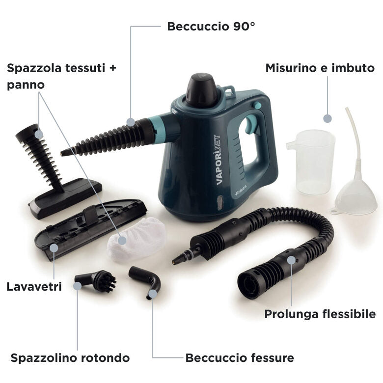 Ariete 4137 Vaporì Jet, Pistola a Vapore, Vapore pronto in 3 minuti, Pressione 3,5 bar, Kit di accessori in dotazione