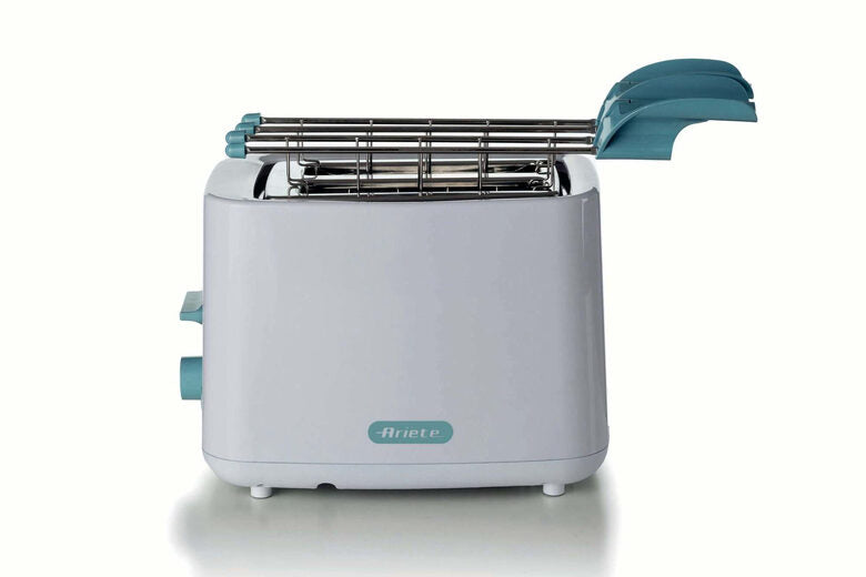 Ariete 157 Tostapane Breakfast, 760W, Capacità 2 fette di pane, Pinze in acciaio inox, 7 livelli di doratura, Pulsante stop, Tocco freddo, White