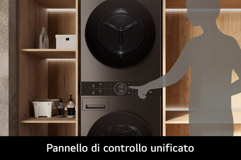LG WashTower WT1210BBF Colonna Bucato 12/10kg AI DD, Classe A, Pannello unificato