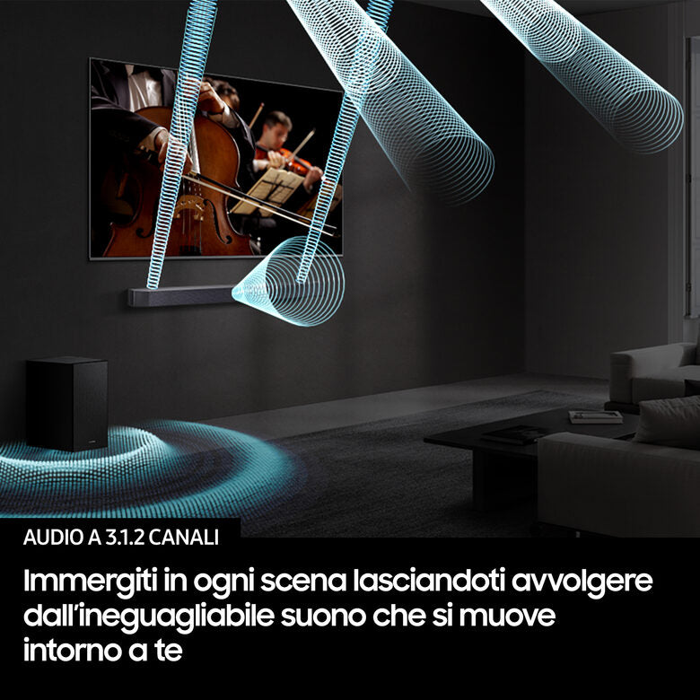 Samsung Q-series Soundbar HW-Q600F/ZF, Audio 3.1.2 canali , Wireless Dolby Atmos, 2025