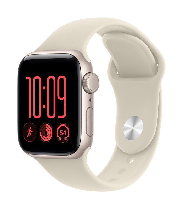 Apple Watch SE (3nd generation) SE 3 GPS, Cassa 40 mm in alluminio galassia con Cinturino Sport sabbia - S/M
