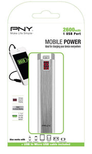 PNY PowerPack Digital 2600 batteria portatile Ioni di Litio 2600 mAh Alluminio