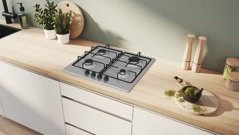 Bosch Serie 4 PGP6B5K85 , Piano cottura a gas, 60 cm, Acciaio inox