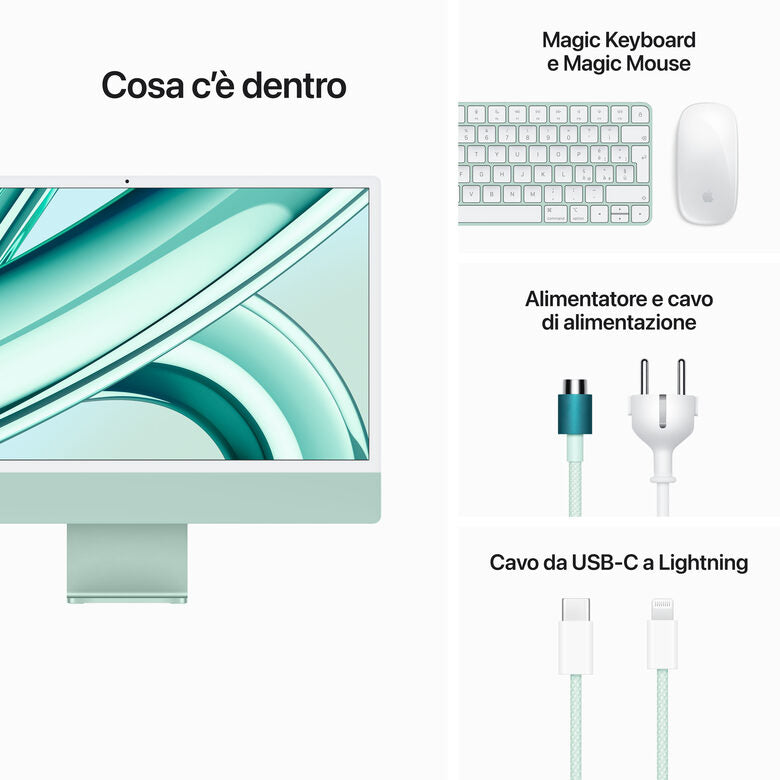 Apple iMac con Retina 24'' Display 4.5K M3 chip con 8‑core CPU e 10‑core GPU, 512GB SSD - Verde