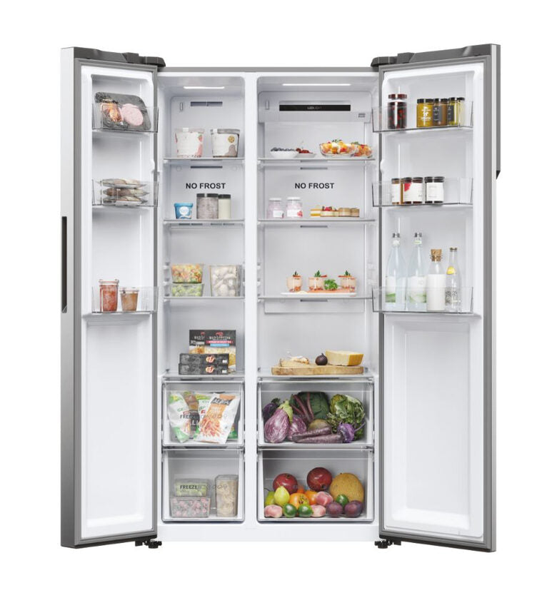 Haier SBS 90 Serie 5 HSR5918DNMP Frigorifero Side By Side Libera Installazione 528 L D Platino, Acciaio inossidabile