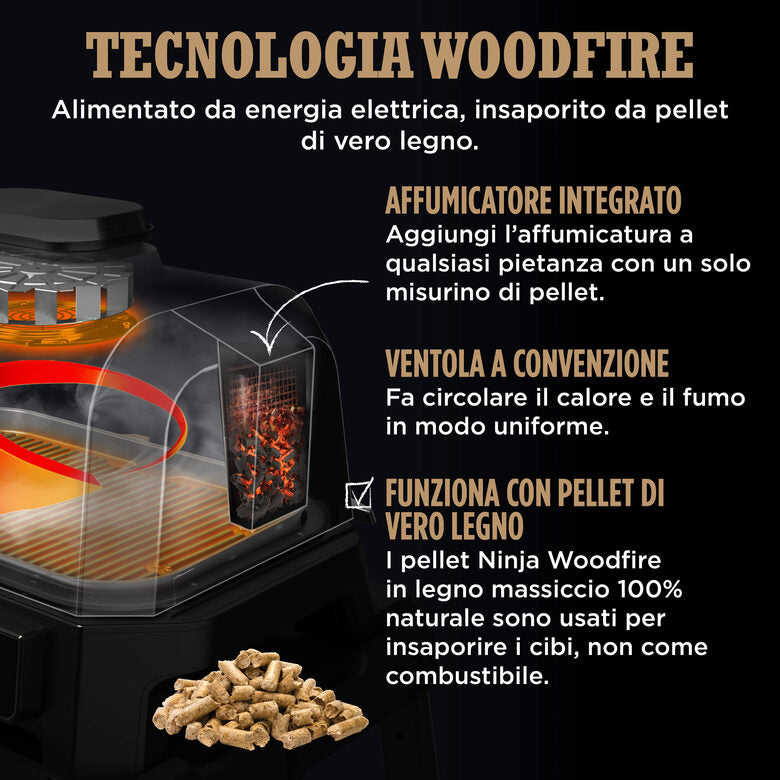 Ninja Barbecue elettrico e Affumicatore Woodfire Pro Connect XL OG901EU