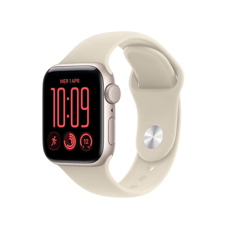 Apple Watch SE (3nd generation) SE 3 GPS, Cassa 40 mm in alluminio galassia con Cinturino Sport sabbia - S/M
