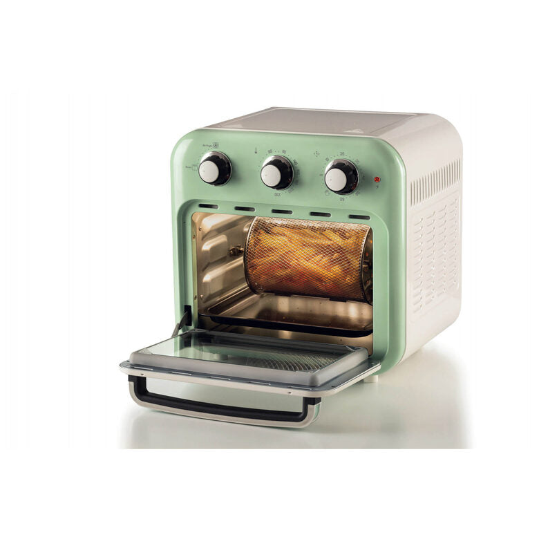 Ariete 4632 Friggitrice ad aria e forno Vintage, 1400W, 2in1, Capacità 16L, Accessori inclusi, Timer 60 minuti, Doppio vetro, Verde