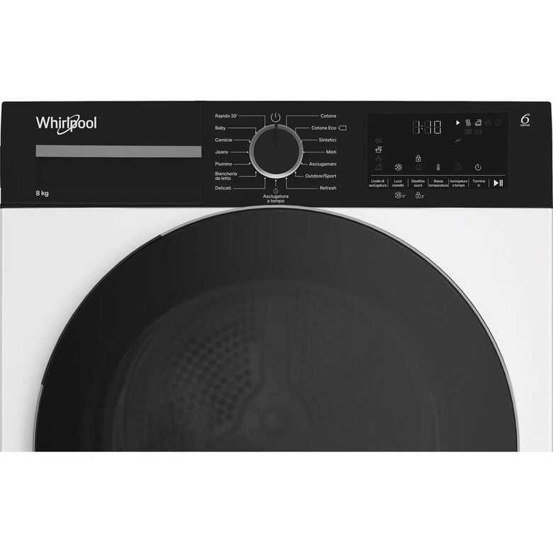 Whirlpool C WSD 83M WBS IT Asciugatrice Slim A Libera Installazione 8 Kg, Motore Inverter, Tecnologia 6° Senso, Display Digitale XL, Classe D, Bianco