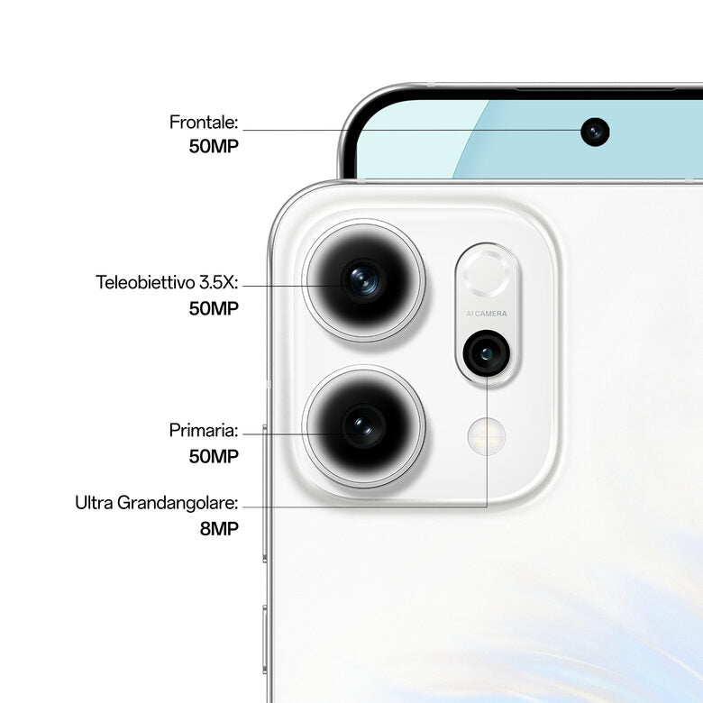 OPPO 14 5G Reno14 Smartphone 5G 16,7 cm (6.59") Doppia SIM Android 15 USB tipo-C 12 GB 512 GB 6000 mAh Bianco