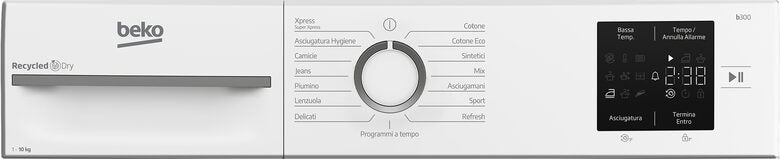Beko Asciugatrice BMT103EW 10kg, classe D, linea estetica NX, display touch, colore bianco, oblò bianco