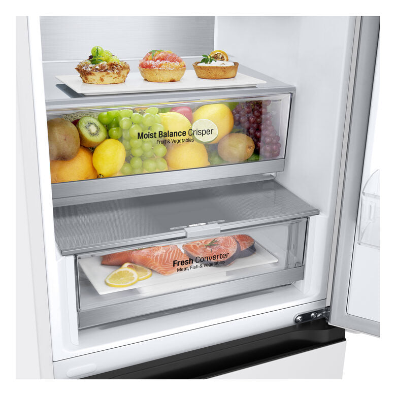 LG GBV5240DSW Frigorifero combinato, Classe D, 387L, Fresh Converter, Porte piatte, Bianco