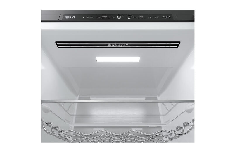 LG GBB72BM9DQ Frigorifero combinato, Classe D, 387L, Wi-Fi, Wine Rack, Porta in vetro,Nero