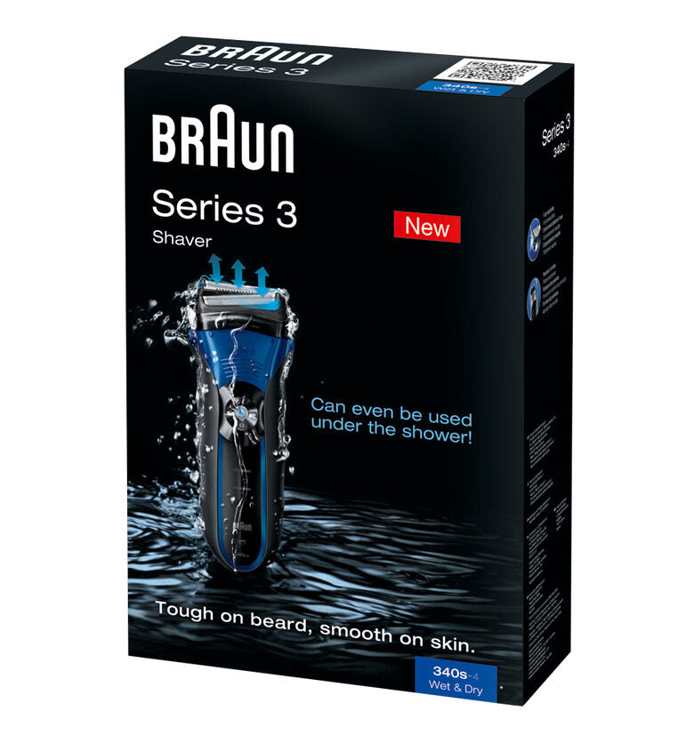 Braun Series 3 340s-4 Rasoio Trimmer Nero, Blu