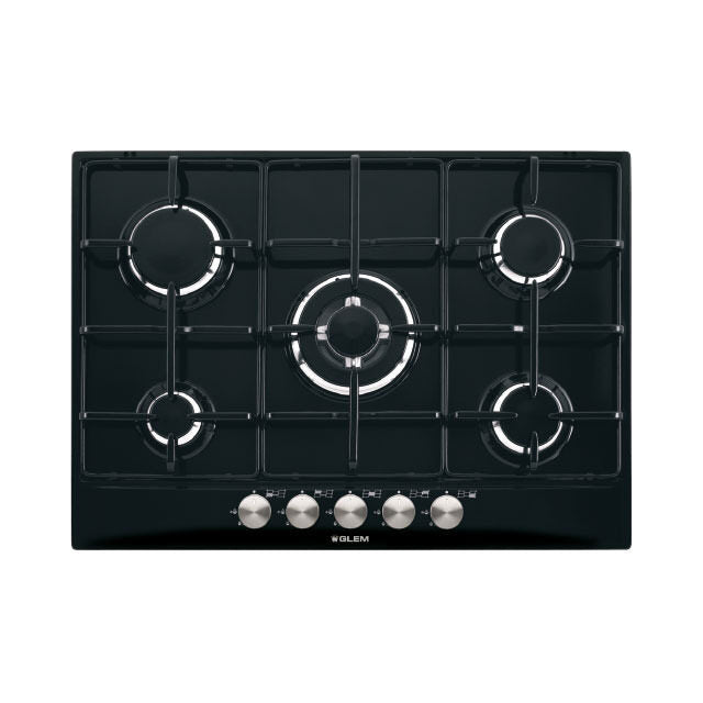 Glem Gas GT755BK Piano Cottura Da Incasso 5 Fornelli Nero