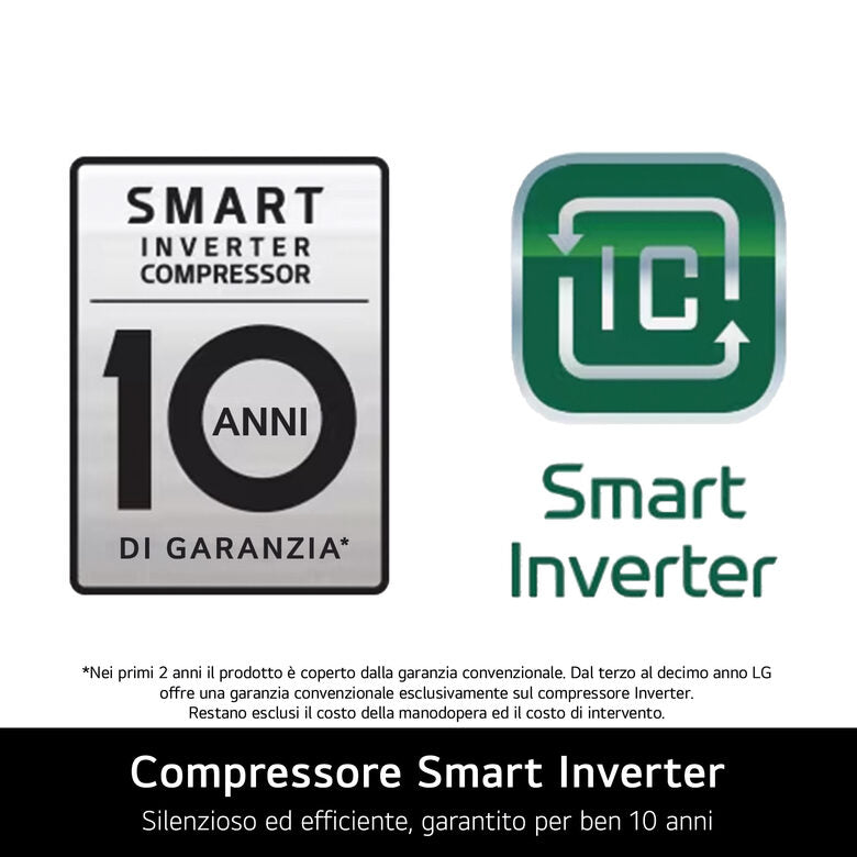 LG GBBS726AMB Frigorifero Combinato A Libera Installazione, AI Inverter, Metal Sorbet, Total No Frost, Fit & Max, Classe A, Inox