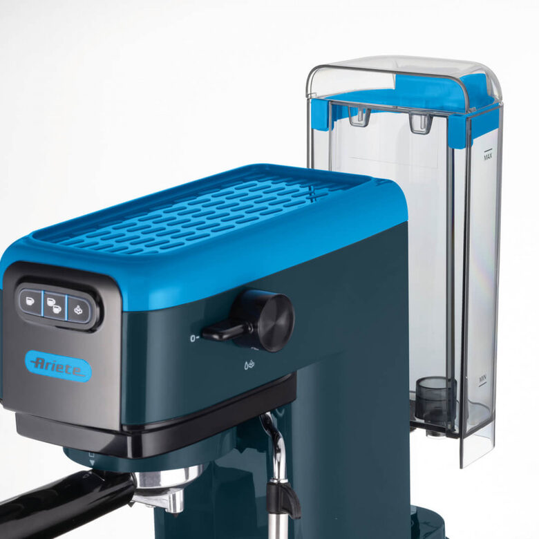 Ariete 1399 Sky Blue Macchina da caffè espresso, Per polvere e cialde ESE, 1300 W, Capacità 1,1L, 15 bar di pressione, Filtro 1, 2 tazze e cialda ESE, Cappuccino, Blu