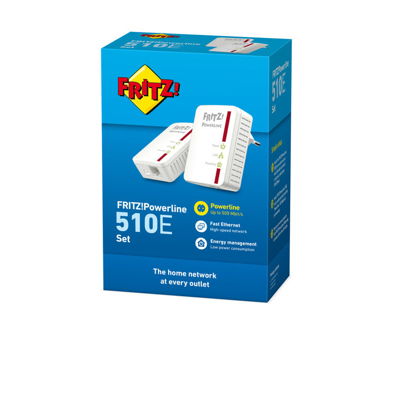 FRITZ! Powerline 510E Set International 500 Mbit/s Collegamento ethernet LAN Bianco 2 pz