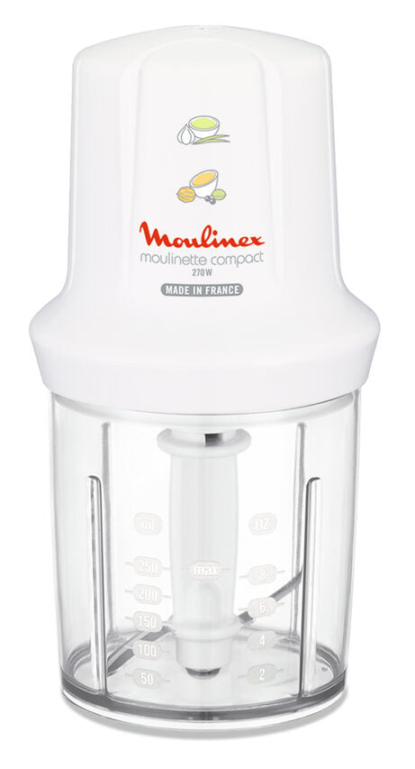 Moulinex DJ3001 Moulinette Compact, 270 W, 43 Decibel, plastica, Bianco