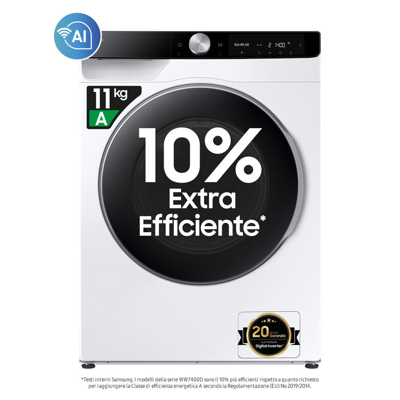 Samsung WW11DG6B25LKU3 lavatrice Caricamento frontale 11 kg 1400 Giri/min Bianco