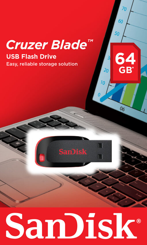 SanDisk Cruzer Blade unità flash USB 64 GB USB tipo A 2.0 Nero, Rosso