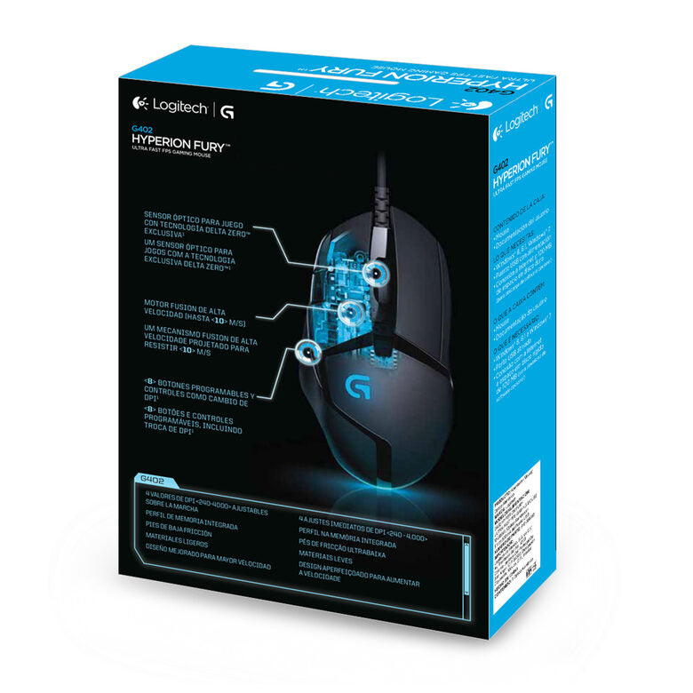 Logitech G402 Hyperion Fury mouse Mano destra USB tipo A 4000 DPI