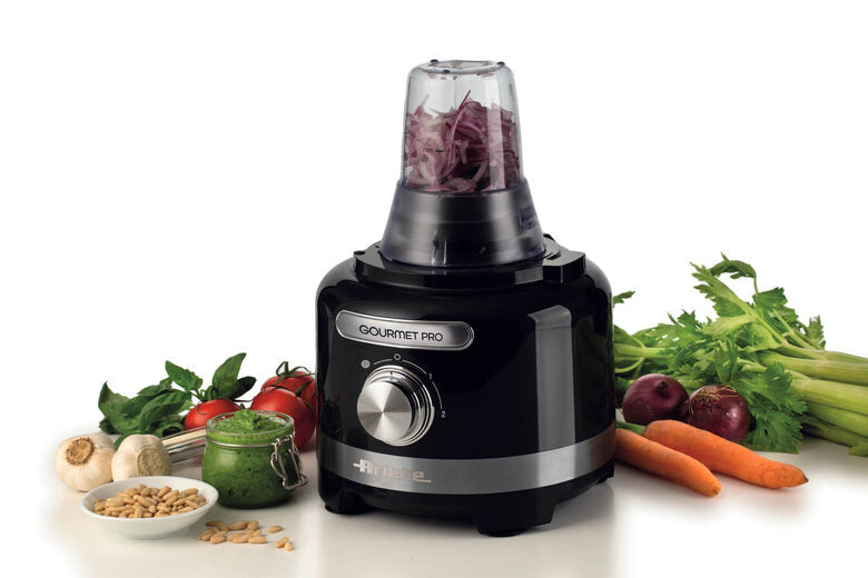 Ariete 1782 Gourmet Pro Moderna, Robot da cucina, Tritatutto 3L, Frullatore 2L, 2 velocità + Pulse, Set di lame + Disco in acciaio inox, Accessorio spremiagrumi, Nero