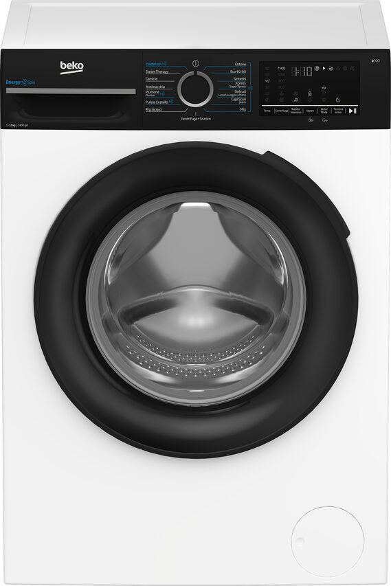 Beko BMGWT41241B B300 Lavatrice A Libera Installazione 12 Kg, 1400 Giri, Energyspin, Classe A, Nero Bianco