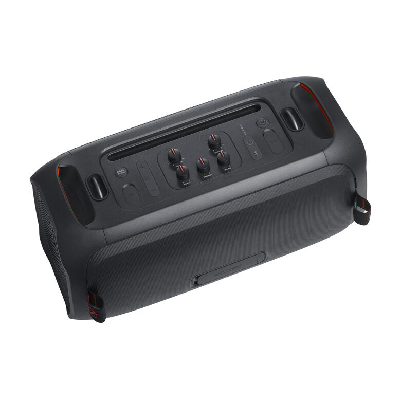 JBL PartyBox On-the-Go Essential Speaker Portatile Wireless per Feste, con Luci Integrate e Bassi Profondi, Protezione Splashproof IPX4, Microfono Wireless, Tracolla per Trasporto, Nero