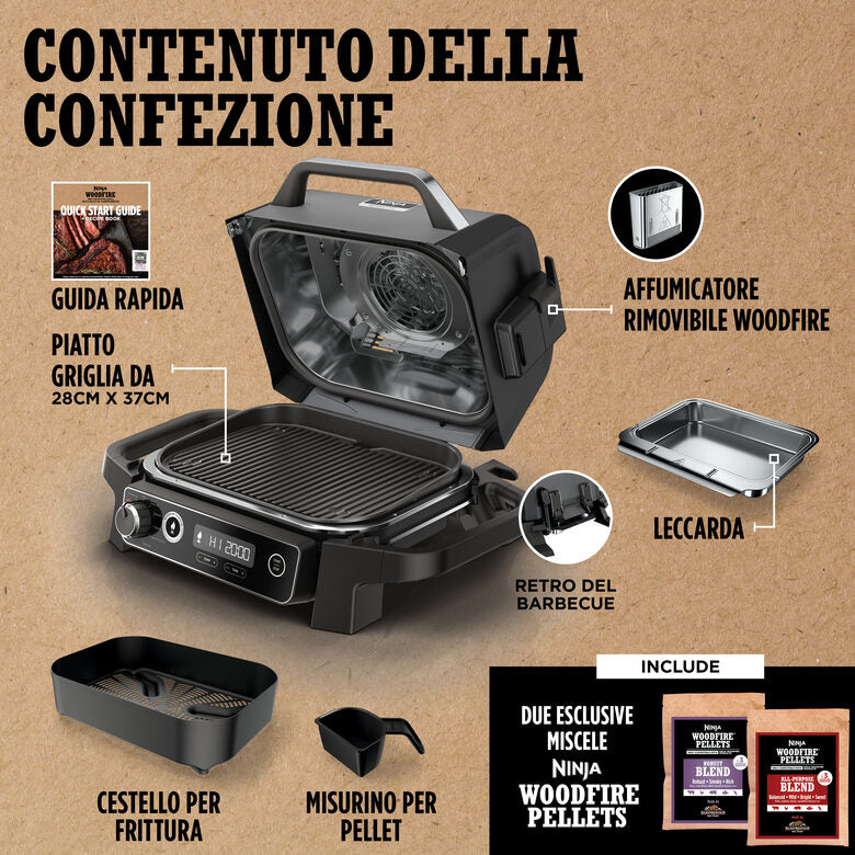 Ninja Barbecue elettrico Woodfire con affumicatore integrato OG701EU