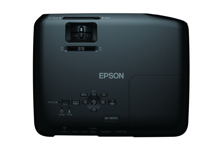 Epson EH-TW570 videoproiettore Proiettore a raggio standard 3000 ANSI lumen 3LCD WXGA (1280x800) Compatibilità 3D Nero