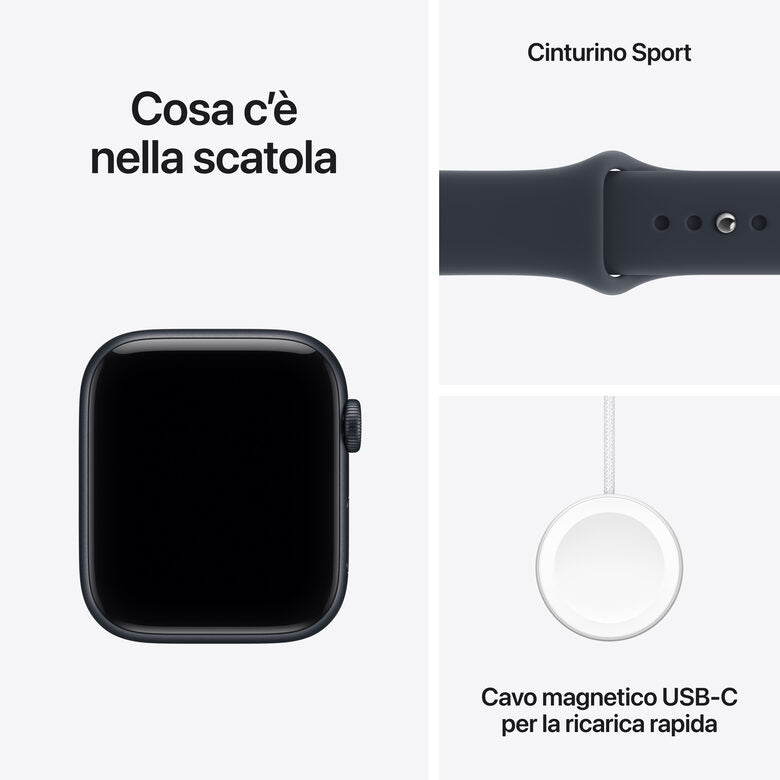 Apple Watch SE (3nd generation) SE 3 GPS, Cassa 44 mm in alluminio mezzanotte con Cinturino Sport blu marino - M/L