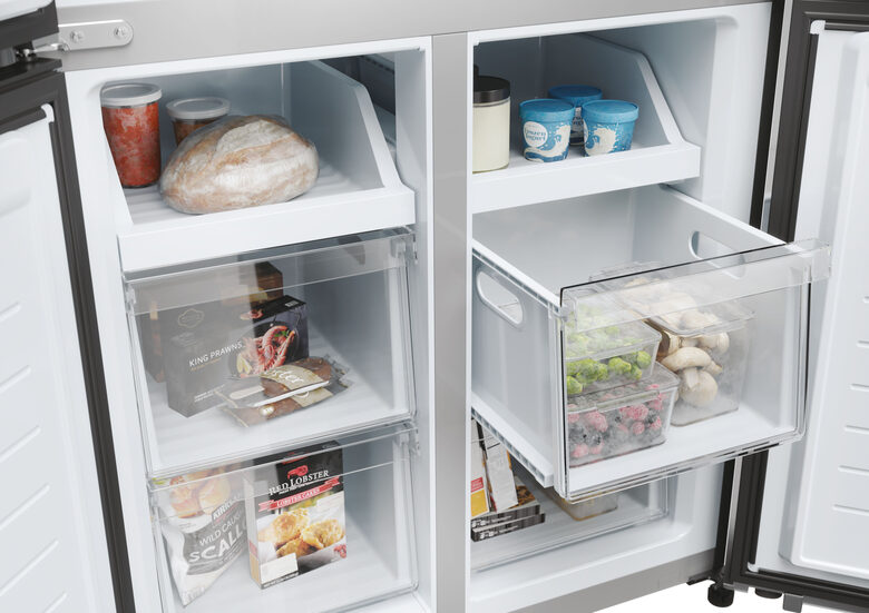 Haier HCR3818EWMM Libera installazione 463 L Platino, Acciaio inox