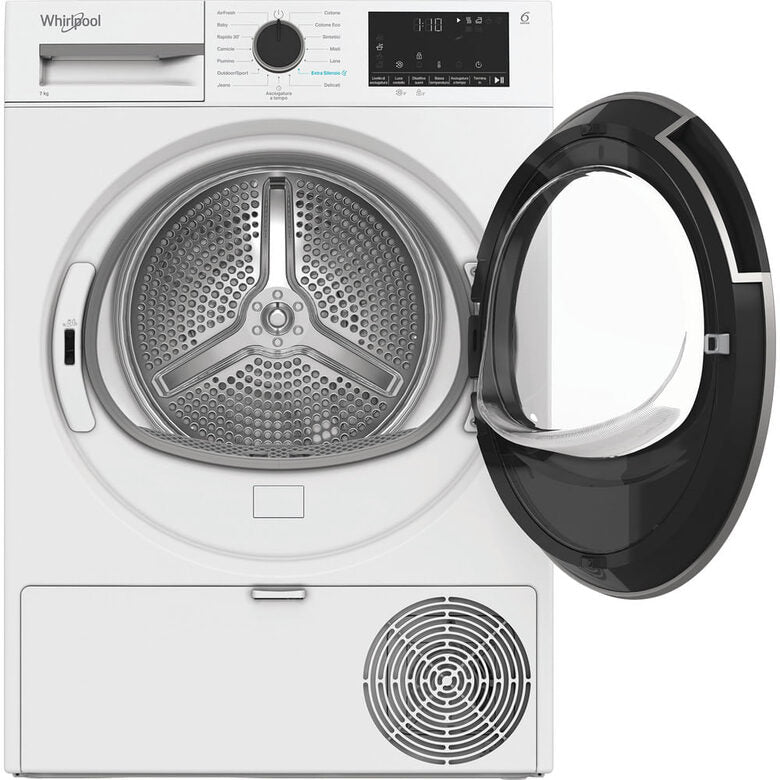 Whirlpool C WD R47M WBS IT, Capacità 7kg, classe C, colore White, Display digitale XL, porta nera, Slim | Profondità mobile: 46 cm, Wi-Fi
