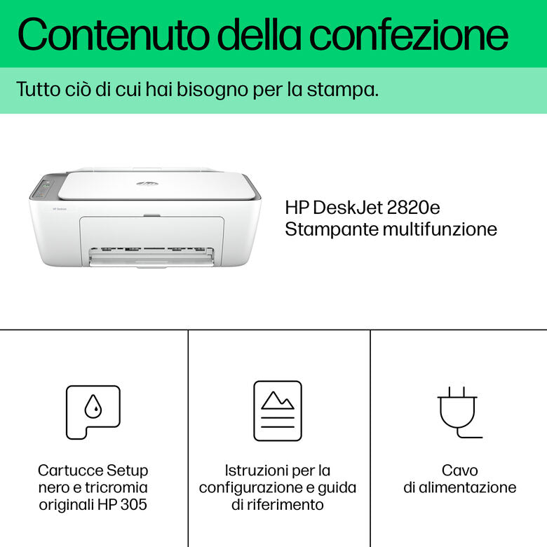 HP DeskJet 2822e Wireless All-in-One Colore Stampante, Fotocopiatrice, scanner
