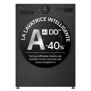 LG F4X7013TBB Serie X7 Lavatrice Smart A Libera Installazione 13 Kg, AI DD™, 1400 Giri, Display Easy Circle, Wi-Fi, AI Wash, Turbowash, Classe A-40%, Nero
