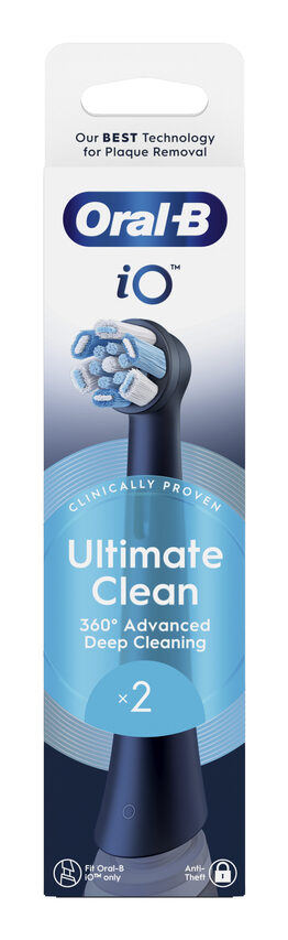 Oral-B Testine di Ricambio iO Series Ultimate Clean Black, testine rotonde di ricambio originali, con setole CrissCross per pulizia e rimozione della placca avanzate e in profondità, 2