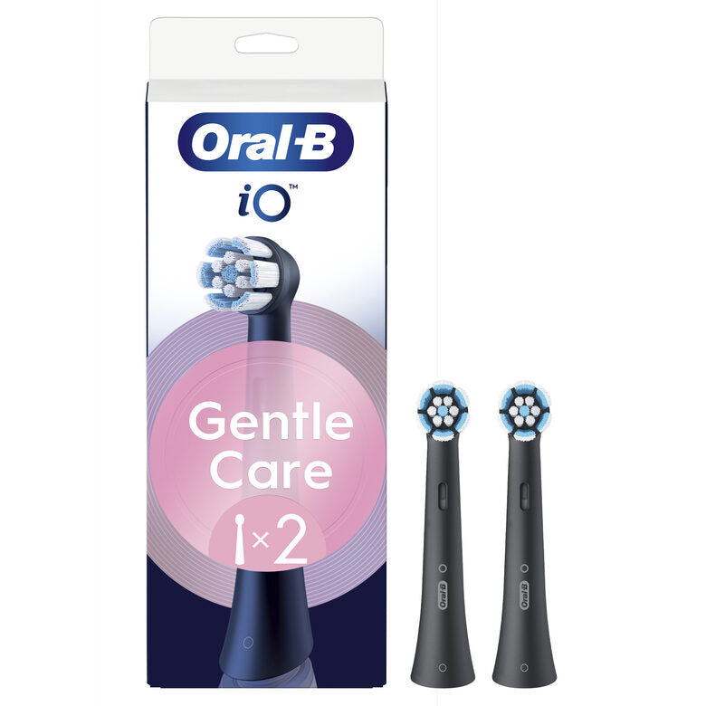 Oral-B Testine di Ricambio iO Series Gentle Care Nere, Testine Rotonde Originali, per Gengive Sensibili, 2 Testine